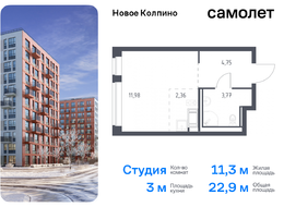 Продажа квартиры студии в новостройке - Колпино г, жилой комплекс Новое Колпино, 35.2 