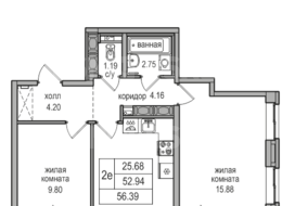 Продажа двухкомнатной квартиры в новостройке - ул. Заречная, д. 52, корп. 2 