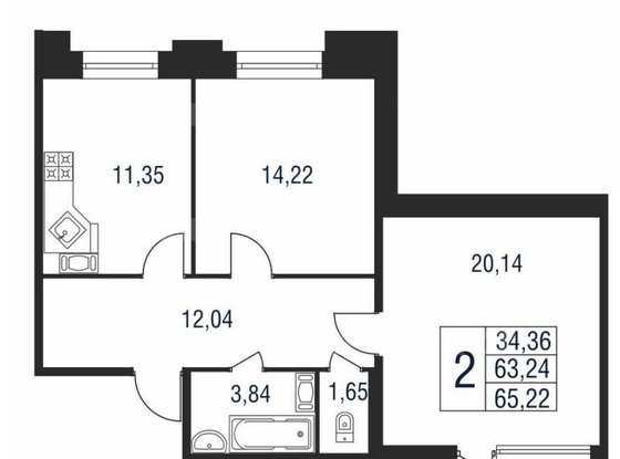 Продажа двухкомнатной квартиры в новостройке - Александра Матросова улица, д.8, корп.1 стр 1 